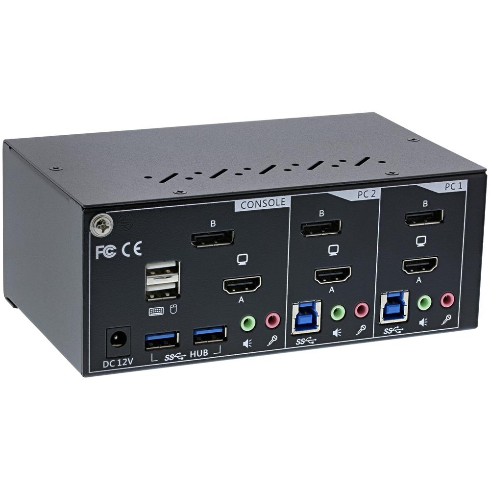 Switch KVM Desktop, 2 porte, Dual Monitor, DP + HDMI, 4K, USB 3.0, Audio - Foto 2