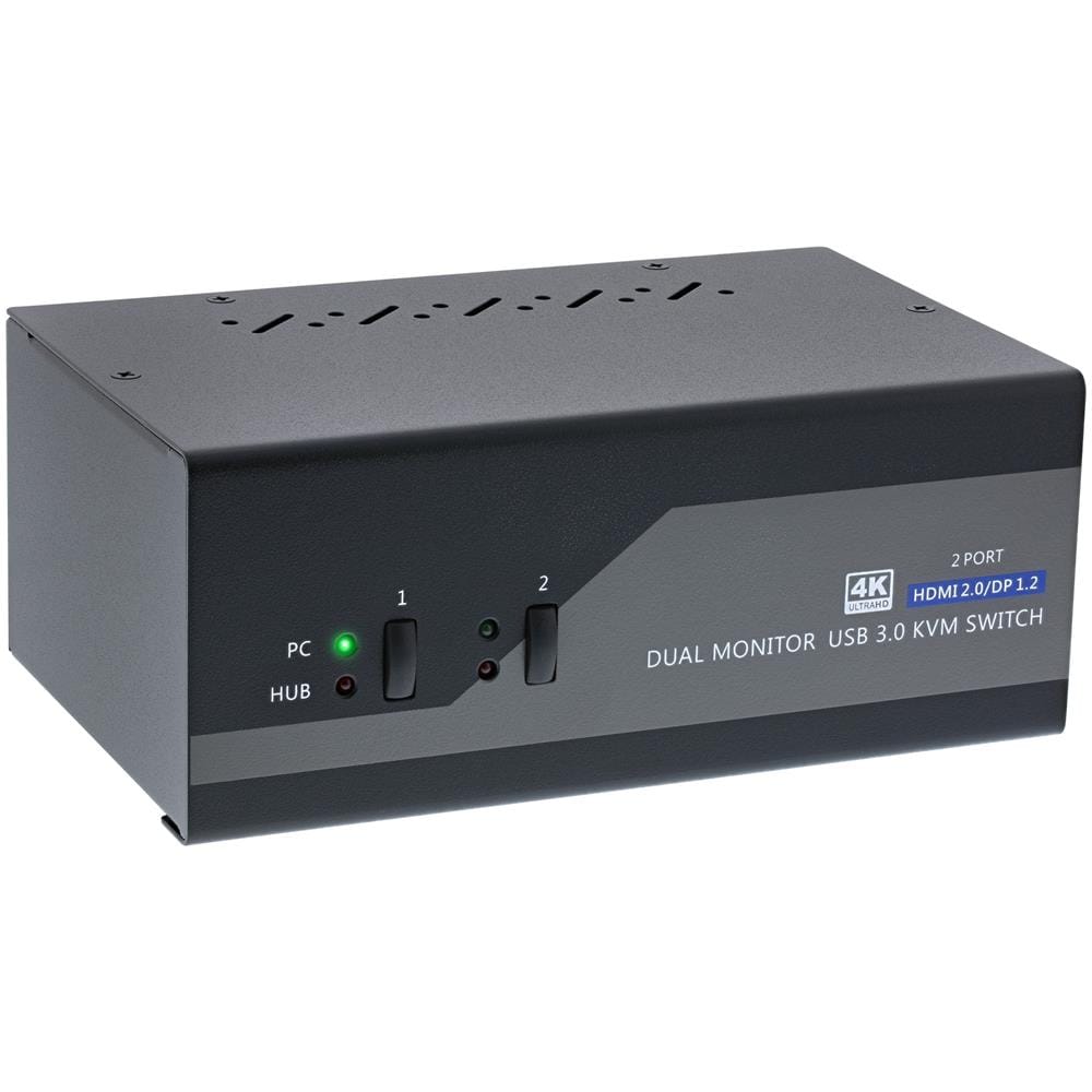 Switch KVM Desktop, 2 porte, Dual Monitor, DP + HDMI, 4K, USB 3.0, Audio - Foto 1