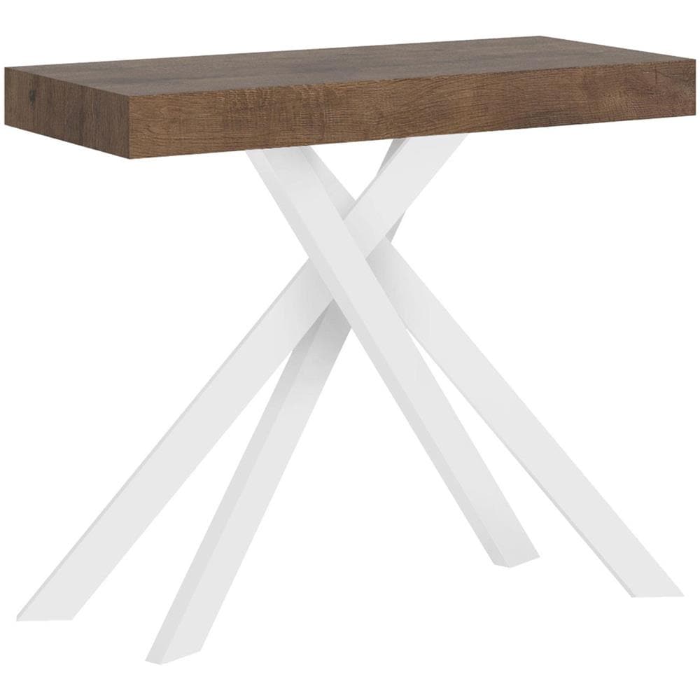 Consolle allungabile 90x40/300 cm Krack noce gambe bianche - Foto 1