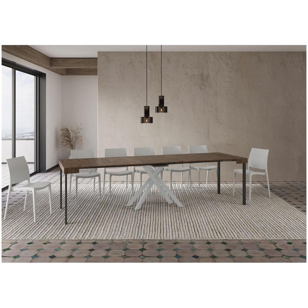 Consolle allungabile 90x40/300 cm Krack noce gambe bianche - Foto 4