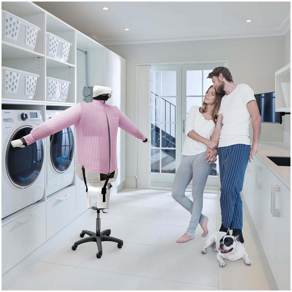 EOLO Stirasciugatrice SA05 SP INOX V6 Stira Asciuga Camicie Camicette Pantaloni Stiro Facile Manichino Ferro Verticale Stiratrice Supporto 5 Ruote 2 Programmi Made in Italy Garanzia 5 Anni Efficienza A++ - Foto 2