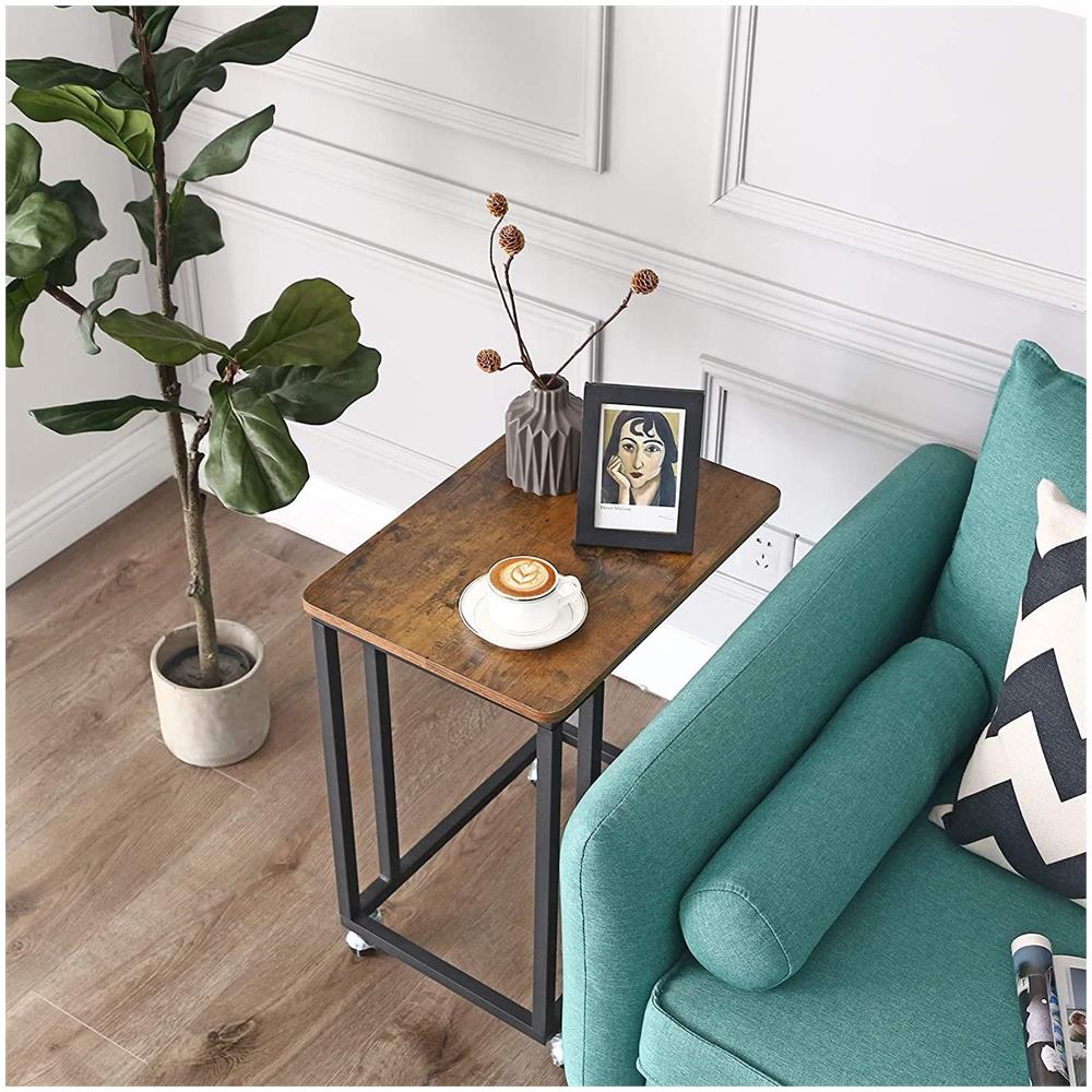 Tavolino da caffè Valora con ruote, marrone rustico, nero - Foto 2