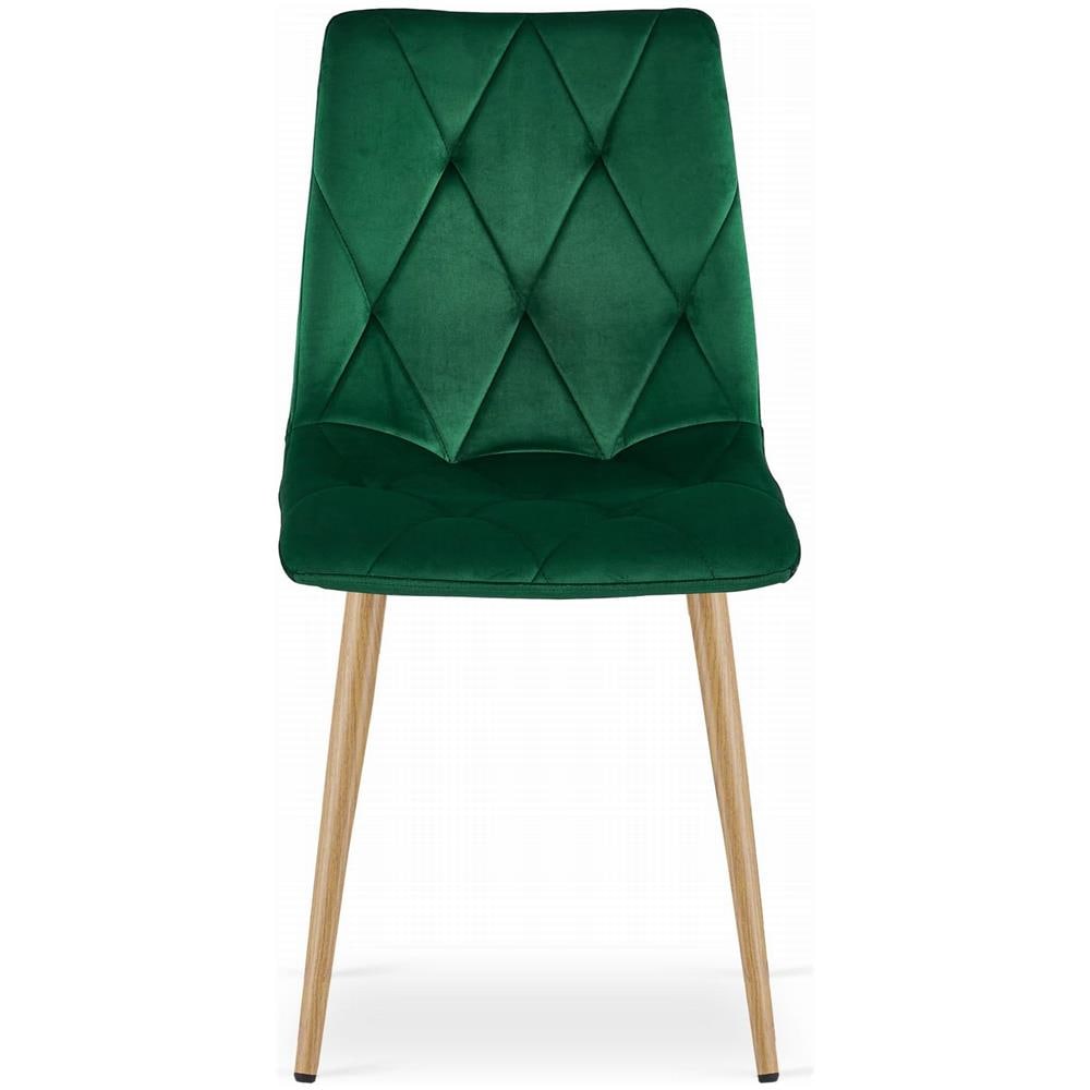Sedia TYRA in velluto verde scuro con gambe color legno - Foto 2