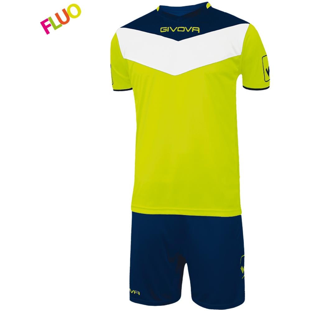 Kit Campo Fluo Mc Givova Giallo Fluo / blu Corsa Sport Uomo Staff Running Jogging Allenamento Relax Calcio Calcetto Torneo Scuola Sport - Taglia S - Foto 1