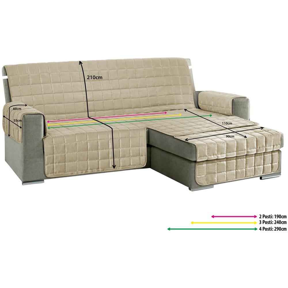 Copridivano Per Divani Con Penisola Modello Join Colore Blu 190 Cm Blu - Foto 2