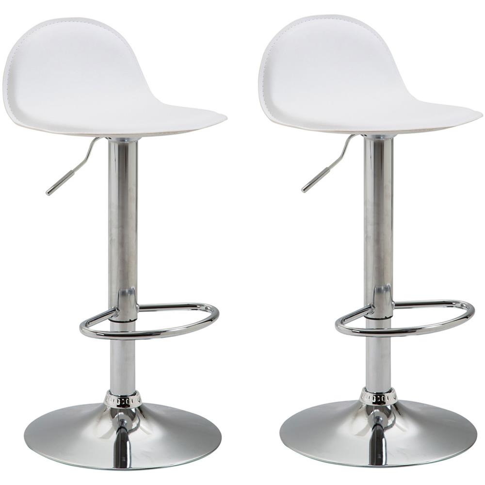 Set 2 Sgabelli Design Lana V2 I Coppia Sedie Alte Cucina Imbottite Girevoli E Regolabili 58-79CM Basso Schienale Bianco - Foto 2