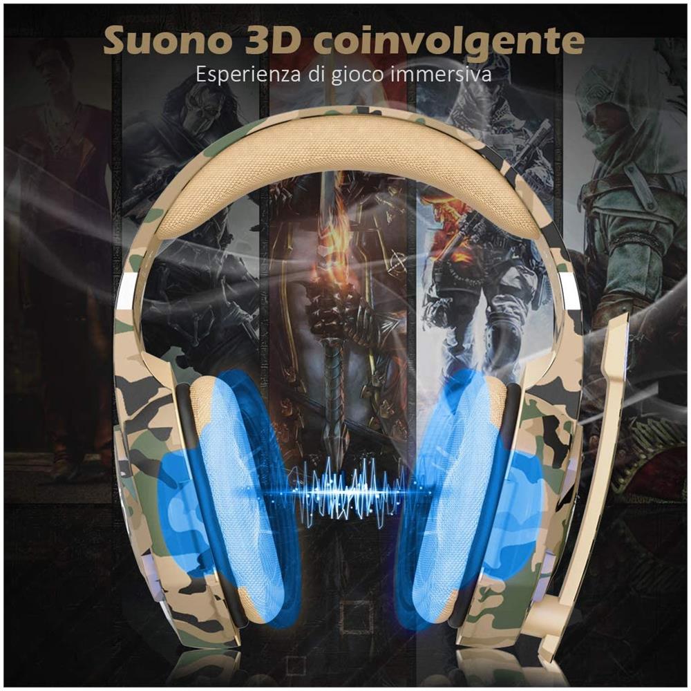 KOTION EACH - Cuffie Da Gioco Per Ps4 Cuffie Gaming Con Microfono, Fascia  Regolabile, Bass Overear Jack Da 3,5 Mm, Luce Led, Controllo Volume, Basso  Rumore Per Ps4 / xbox One /