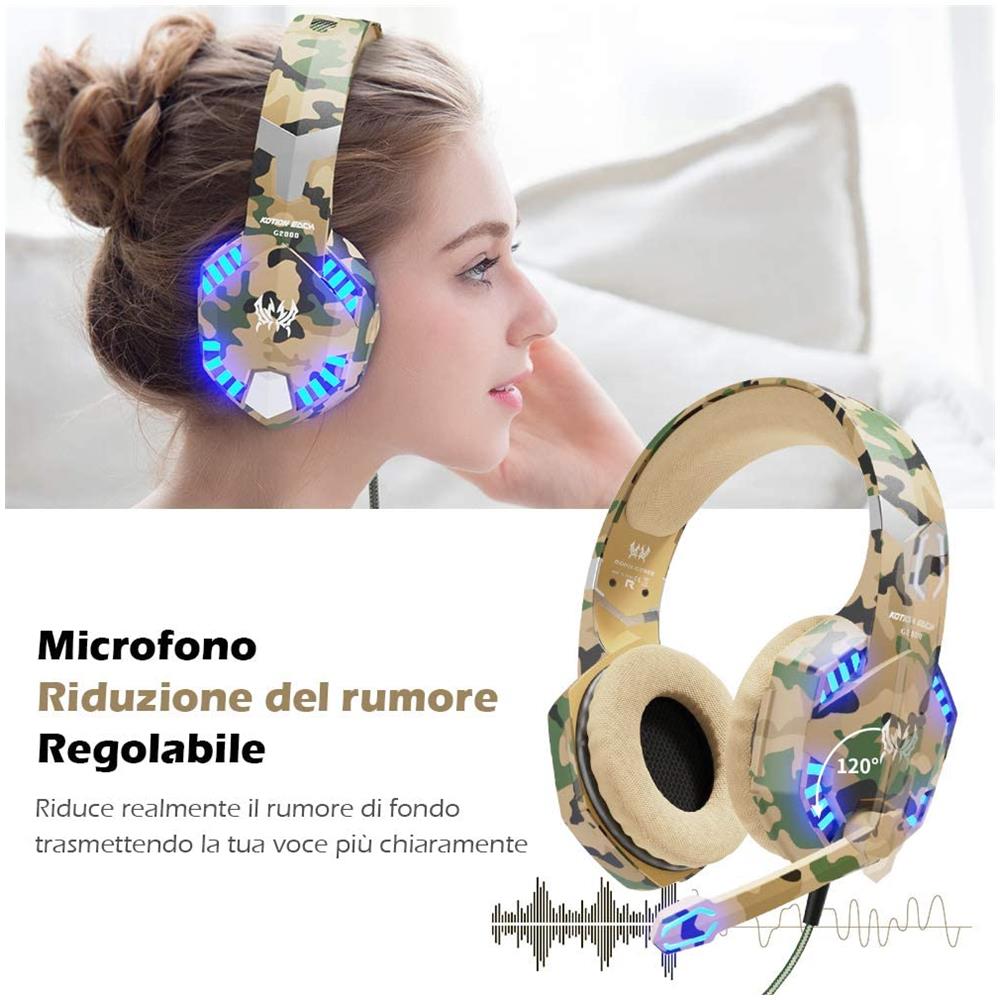 KOTION EACH - Cuffie Da Gioco Per Ps4 Cuffie Gaming Con Microfono, Fascia  Regolabile, Bass Overear Jack Da 3,5 Mm, Luce Led, Controllo Volume, Basso  Rumore Per Ps4 / xbox One /