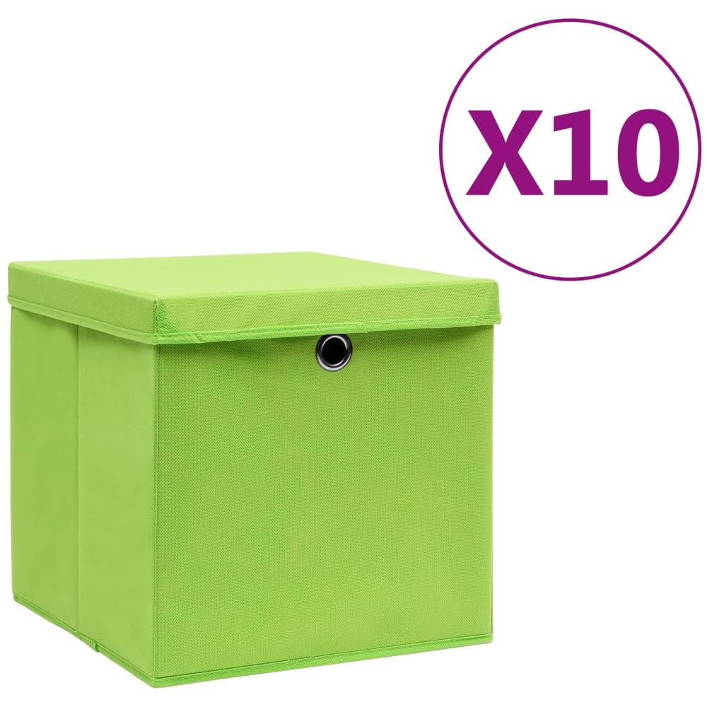 Contenitori con Coperchi 10 pz 28x28x28 cm Verde - Foto 1