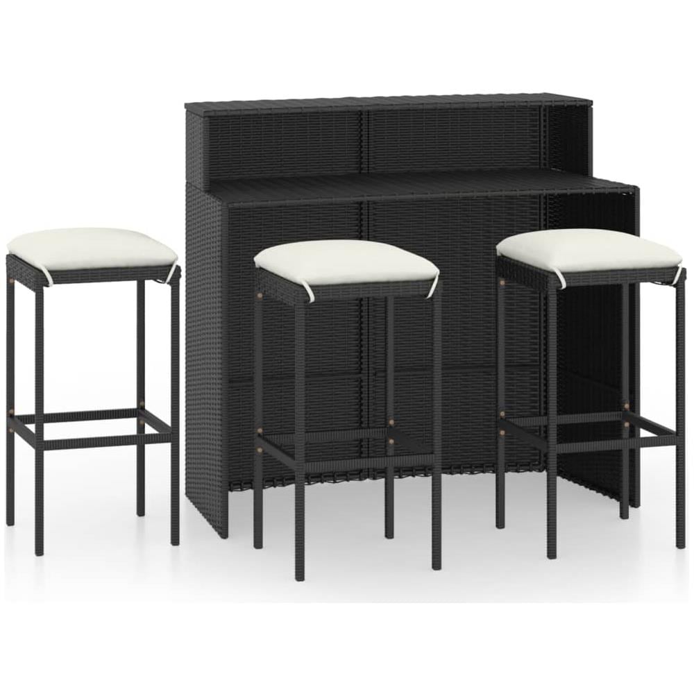 Set Bar da Giardino 4 pz con Cuscini Nero - Foto 1