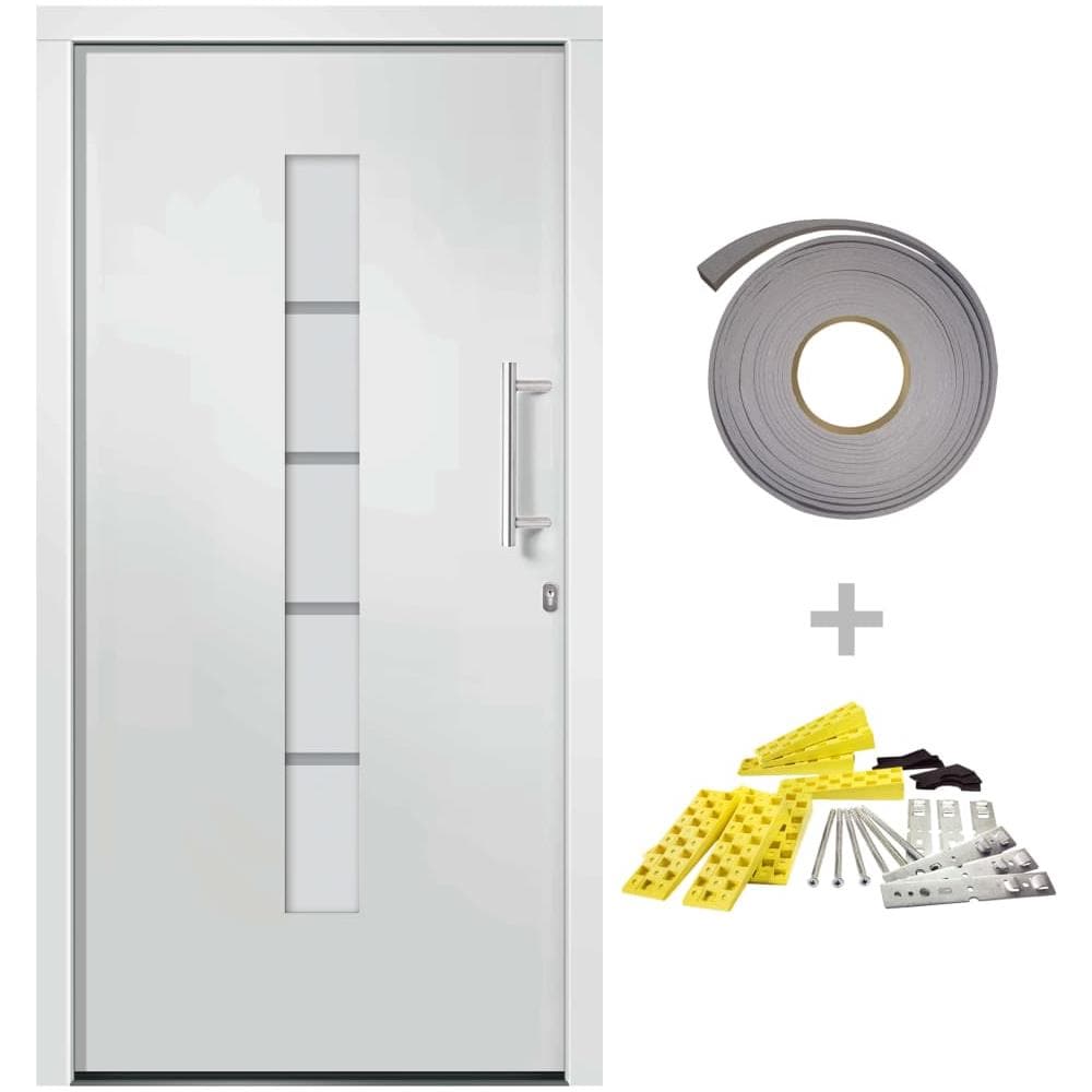 Porta d'Ingresso in Alluminio e PVC Bianco 110x210 cm - Foto 1