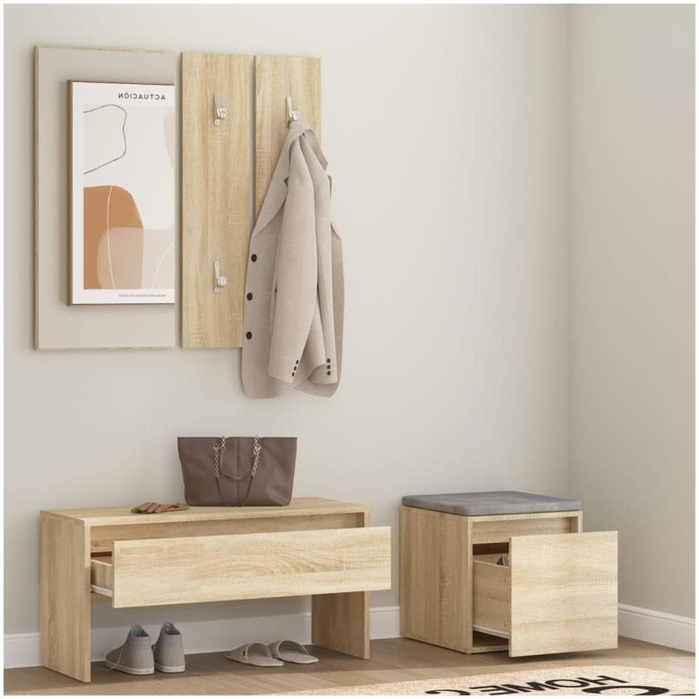 Set di Mobili da Corridoio Rovere Sonoma in Legno Multistrato - Foto 3