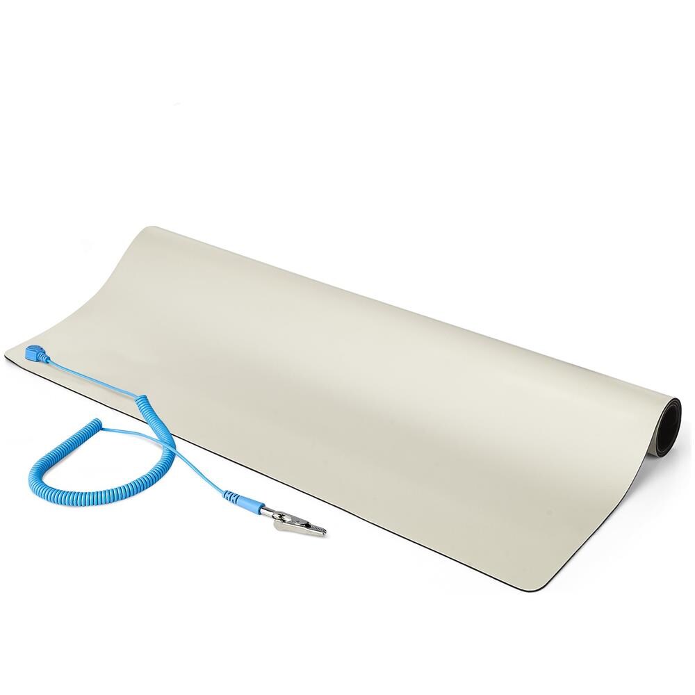 Tappeto Antistatico ESD per pavimento e banco di lavoro - Tappetino antistatico per riparazioni elettroniche con cavo di messa a terra rimovibile - ANSI /ESD S 4.1 - Flessibile - 60x120cm - Foto 1