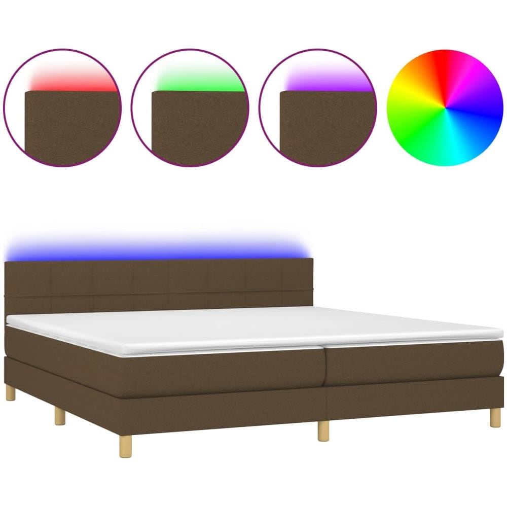Letto A Molle Materasso E Led Marronescuro 200x200cm In Tessuto - Foto 2