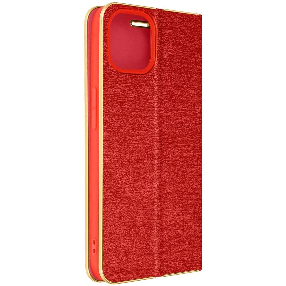 Custodia Per Iphone 14 Portacarte E Supporto Video Rossa E Oro - Foto 1