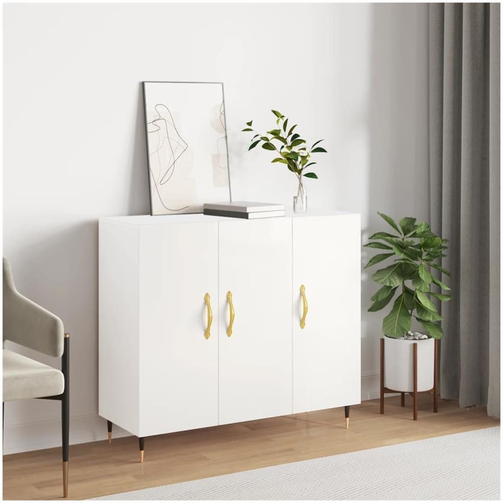 Credenza Bianca 90x34x80 Cm In Legno Multistrato - Foto 1