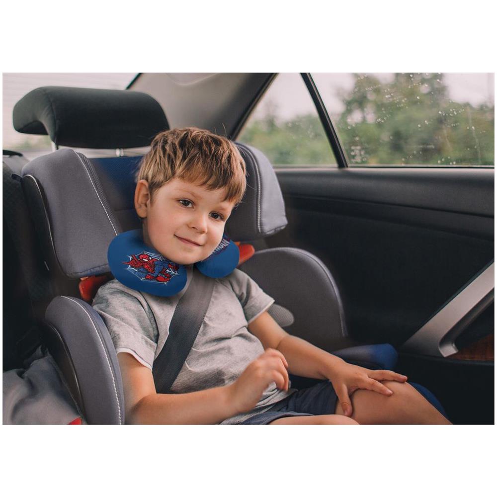 Cuscino Collo Da Viaggio Spiderman Imbottito Universale Bambini Blu - Foto 2
