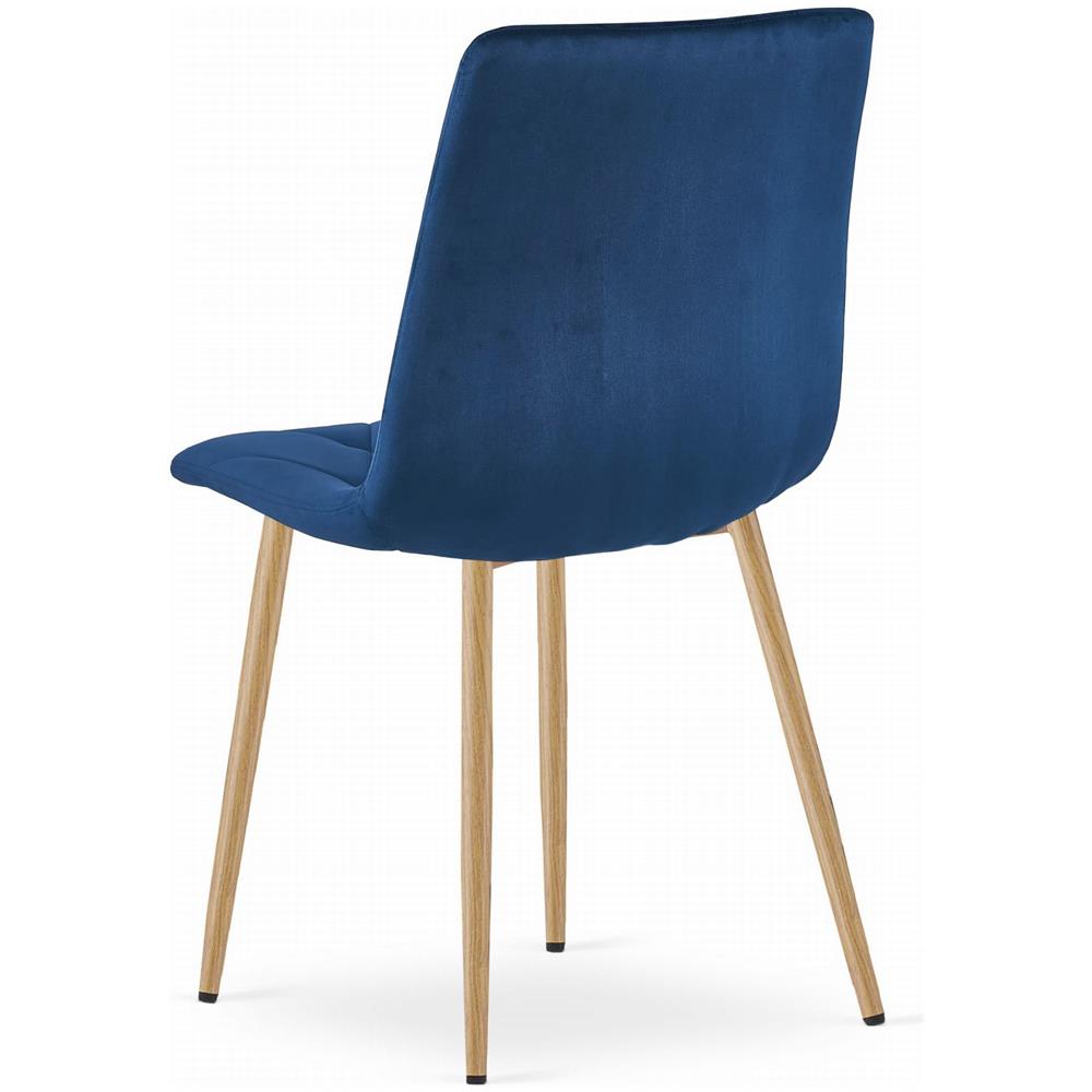 Sedia TYRA in velluto blu navy con gambe color legno - Foto 6