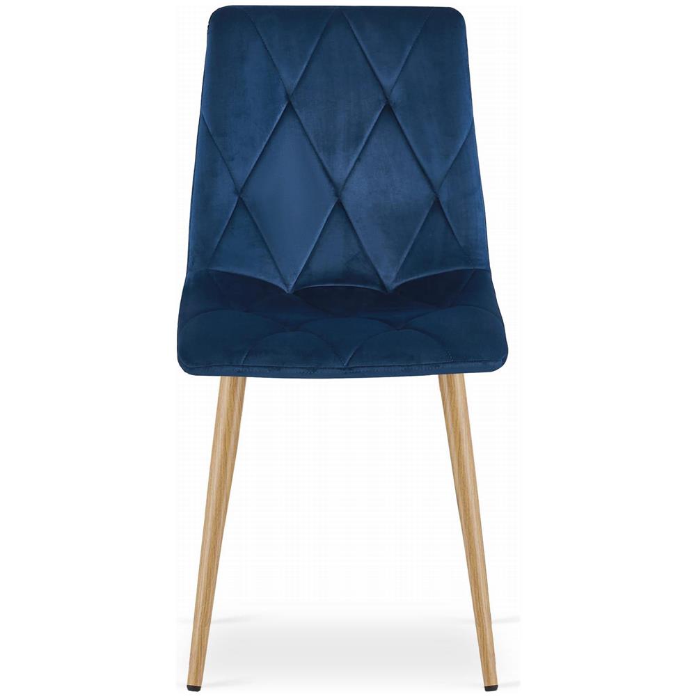 Sedia TYRA in velluto blu navy con gambe color legno - Foto 2