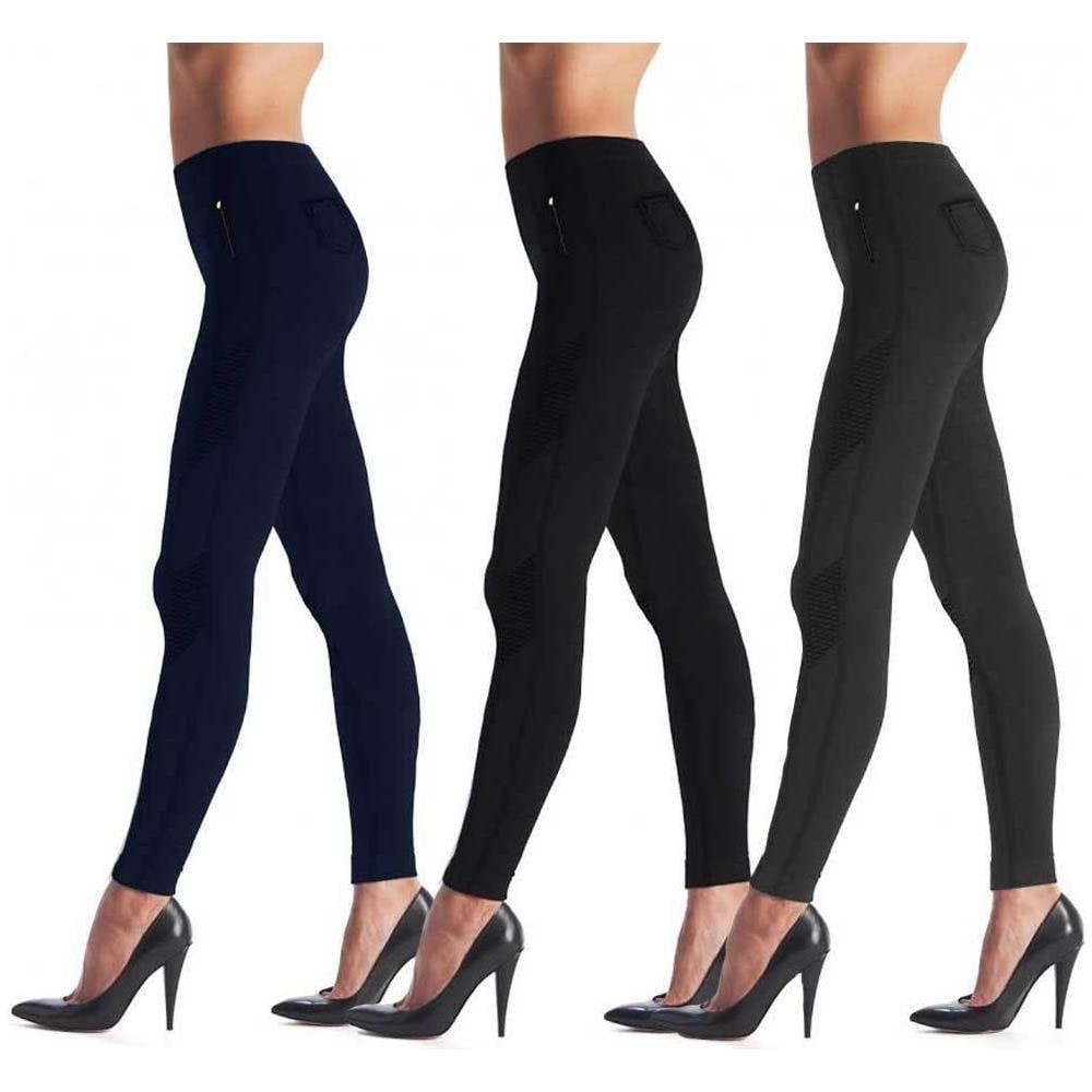 Leggings Donna Pantacollant Nero Blu Grigio Pantalone Donna Alza Glutei - Grigio - Foto 2