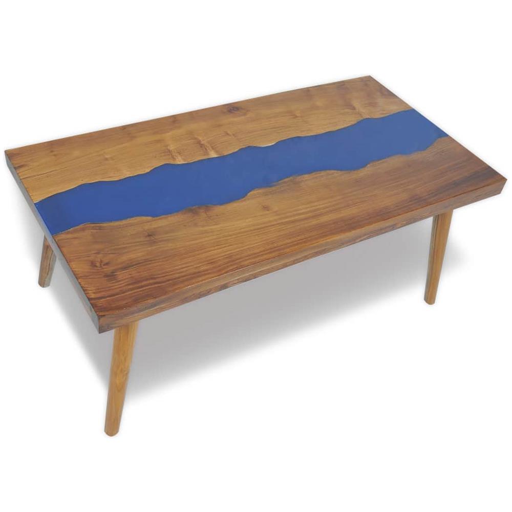 VIDAXL Tavolino Da Caffè In Legno Di Teak E Resina vidaXL Tavolino da Salotto in Legno Massiccio di Teak, 100 x