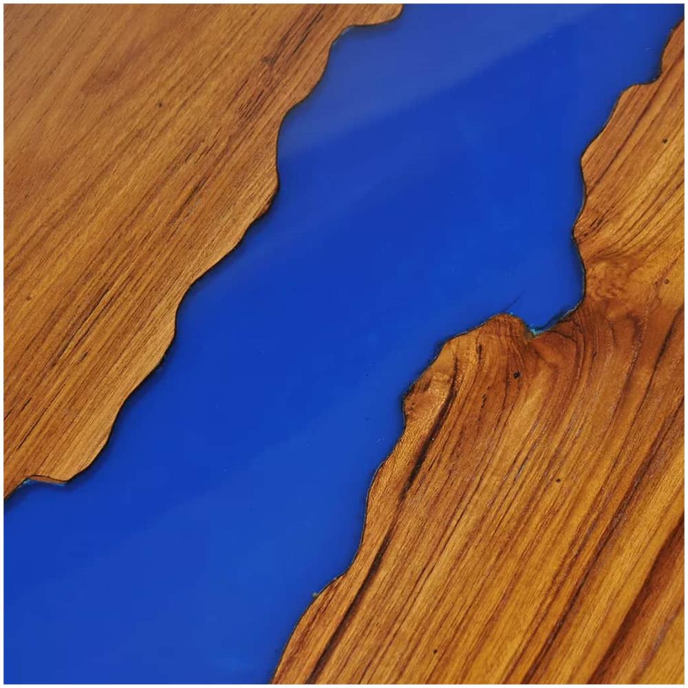 Tavolino Da Caffè In Legno Di Teak E Resina 100x50x40 Cm - Foto 2