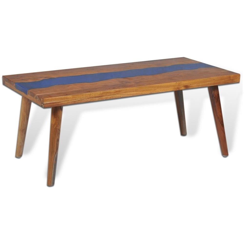 Tavolino Da Caffè In Legno Di Teak E Resina 100x50x40 Cm - Foto 7