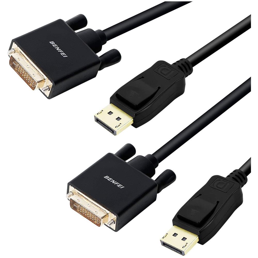 Displayport A Dvi Dvi-d Single Link 1.8m Cavo 2 Pack Display Port A Dvi Maschio A Maschio Placcati In Oro Cavo Per Lenovo Dell Hp Asus E Altri Di Marca - Foto 1
