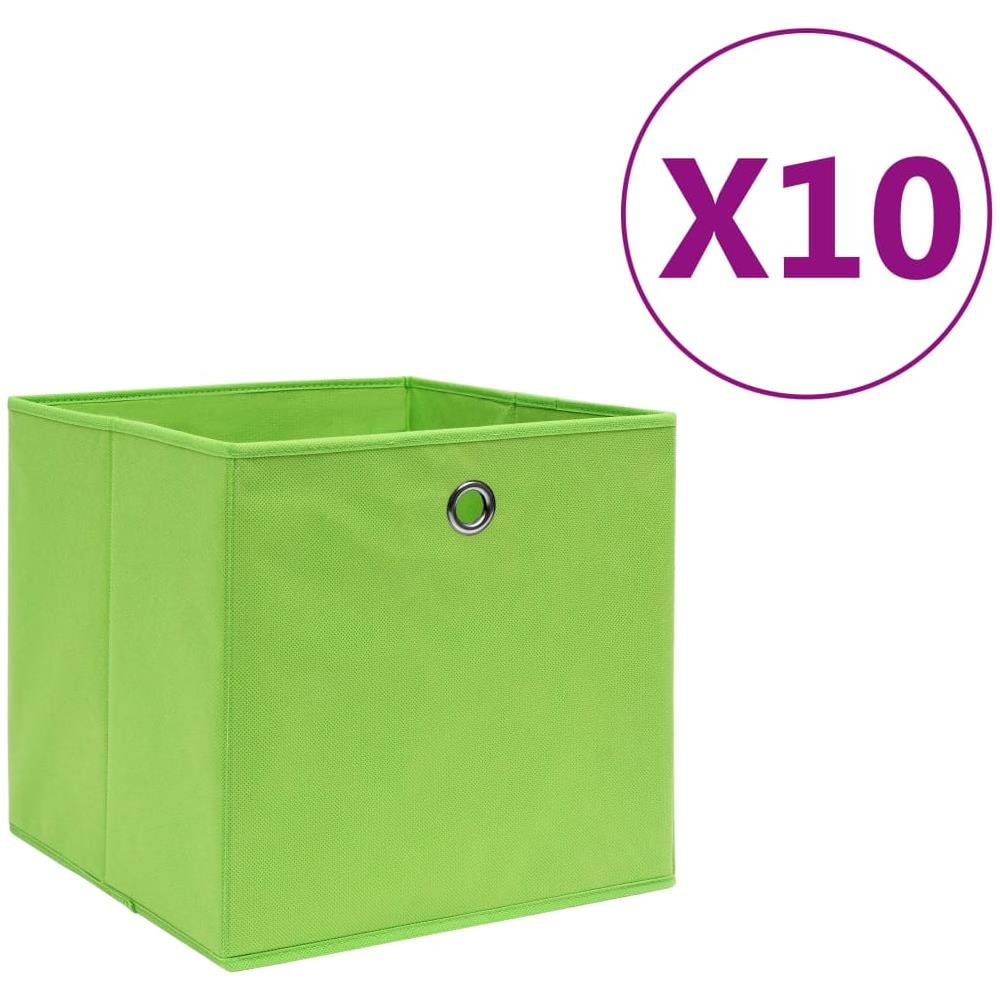 Contenitori 10 pz in Tessuto non Tessuto 28x28x28 cm Verde - Foto 1