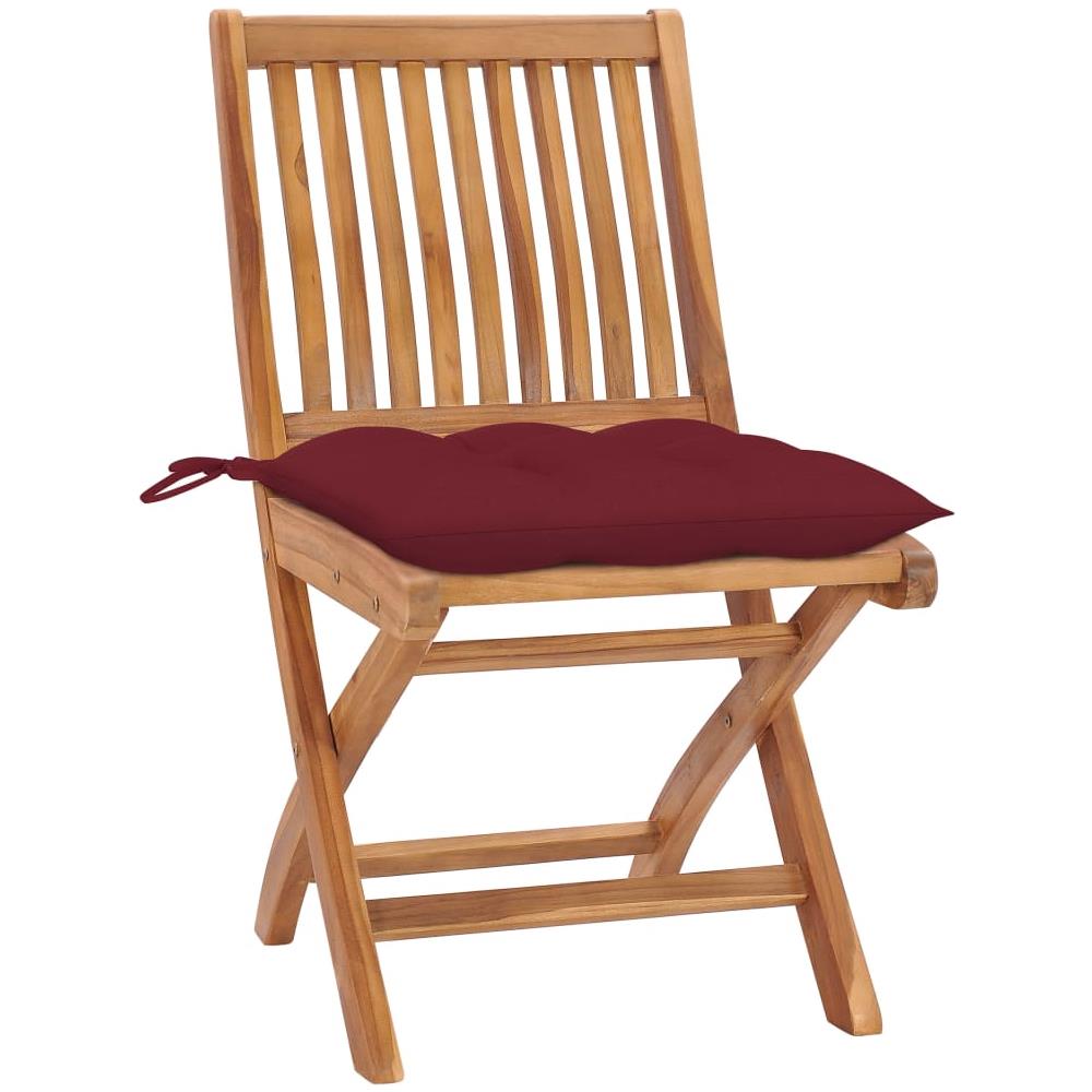 Sedie da Giardino Pieghevoli con Cuscini 6 pz Massello di Teak - Foto 2