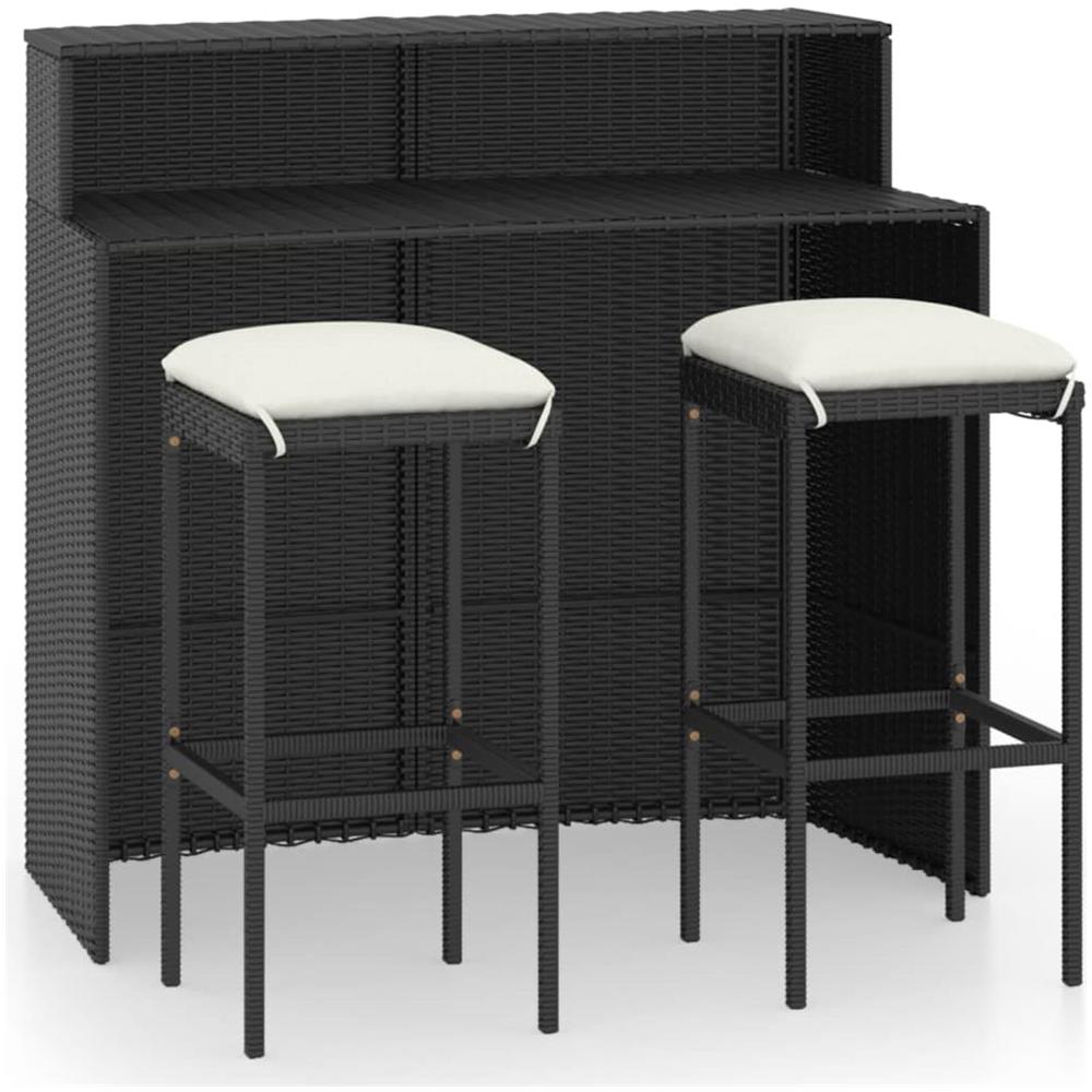 Set Bar da Giardino 3 pz con Cuscini Nero - Foto 1