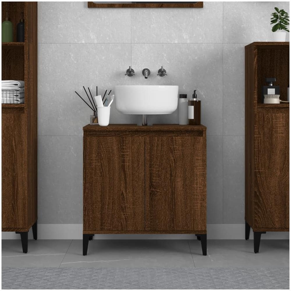 Mobile Lavabo Rovere Marrone 58x33x60 Cm In Legno Multistrato - Foto 1