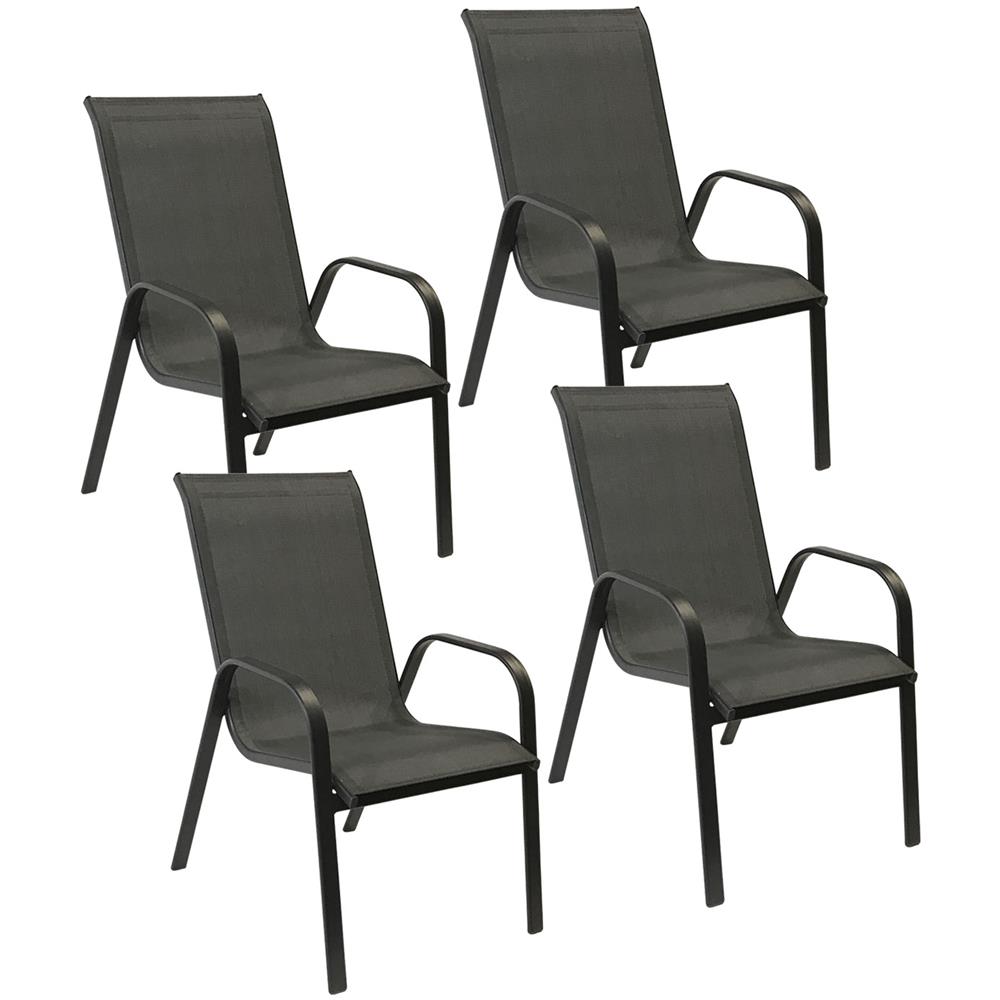 Set Di 4 Sedie Marbella In Textilene Grigio - Alluminio Grigio Antracite - Foto 1