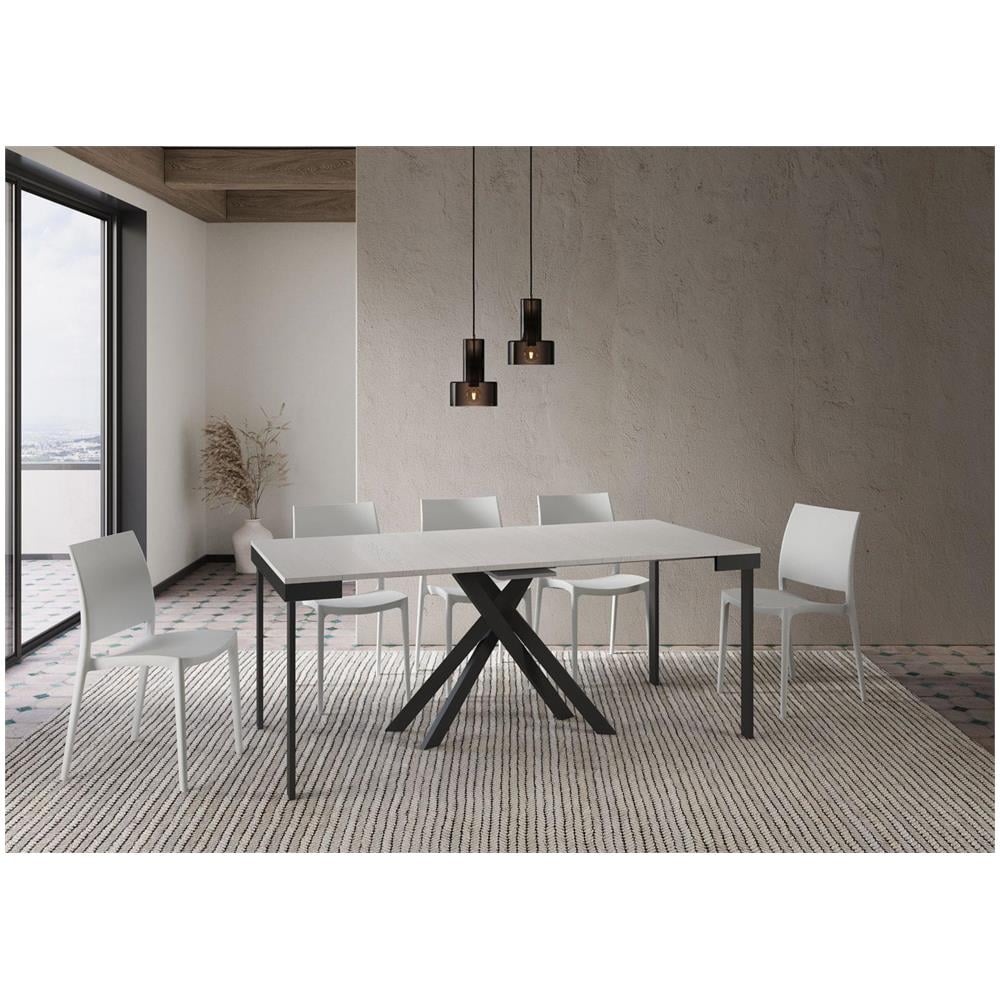 Consolle allungabile 90x40/196 cm Krack Small Evolution bianco frassino telaio antracite - Foto 3