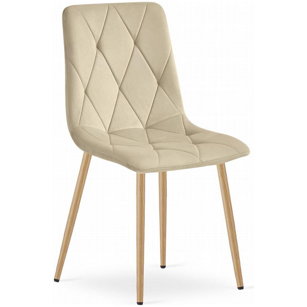 Sedia TYRA in velluto beige chiaro con gambe color legno - Foto 1
