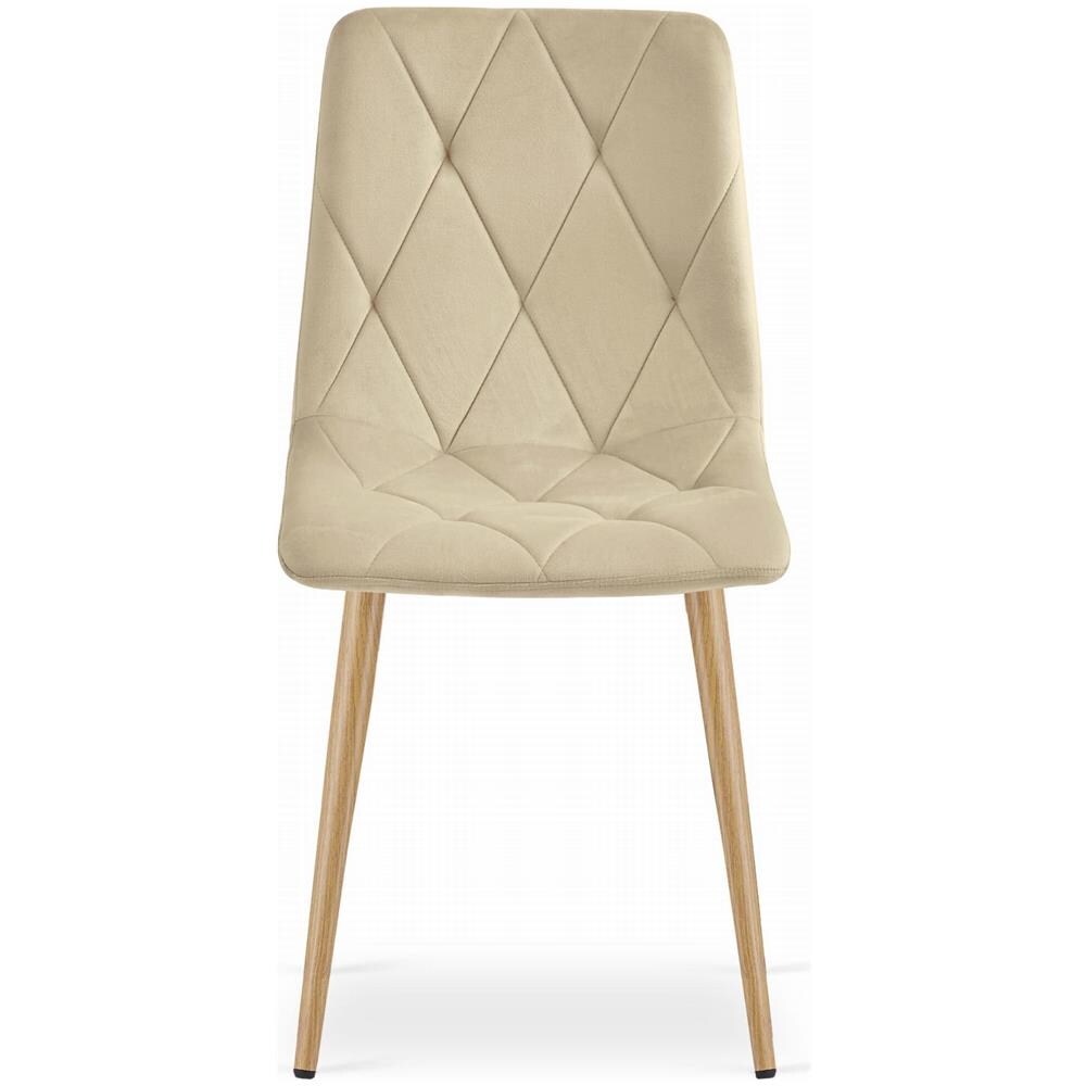 Sedia TYRA in velluto beige chiaro con gambe color legno - Foto 2