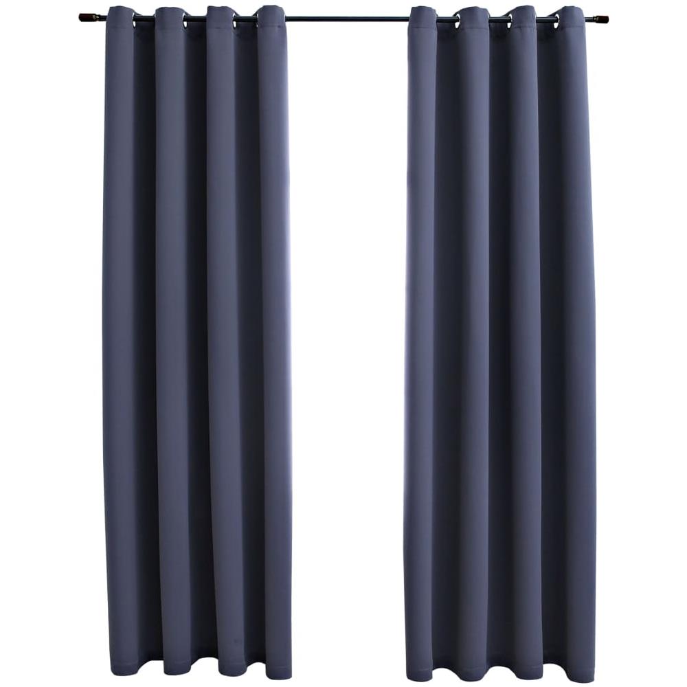 Tende Oscuranti Con Anelli In Metallo 2 Pz Antracite 140x225 Cm - Foto 2