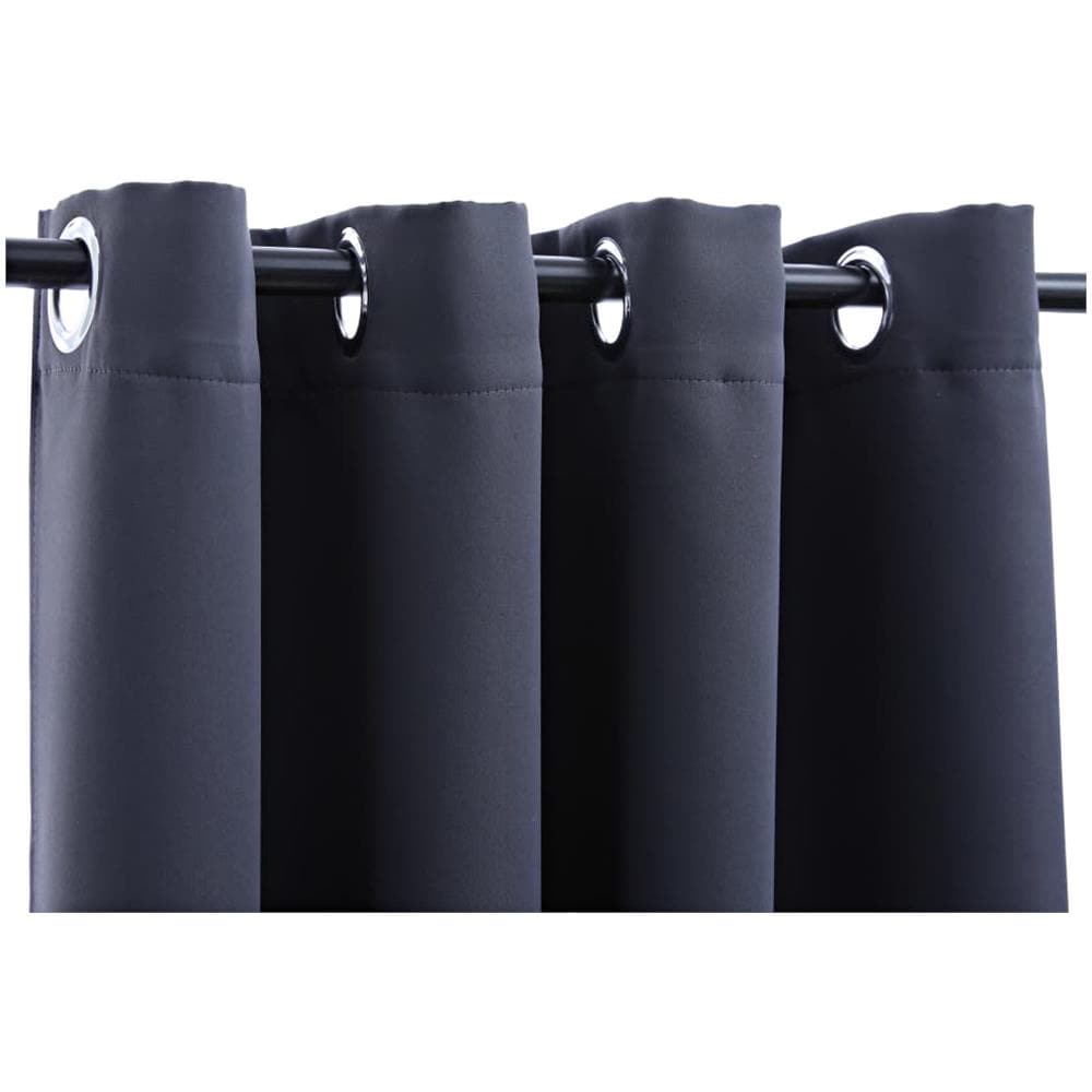 Tende Oscuranti Con Anelli In Metallo 2 Pz Antracite 140x225 Cm - Foto 4
