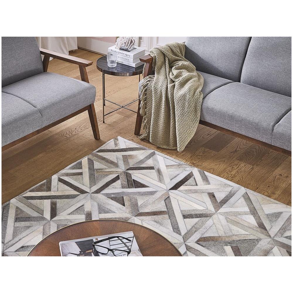 Tappeto In Pelle Marrone E Beige 140 X 200 Cm Taytan - Foto 2