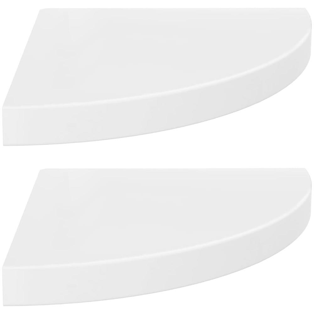 Scaffali Angolari A Parete 2 Pz Bianco Lucido 35x35x3,8 Cm Mdf - Foto 2