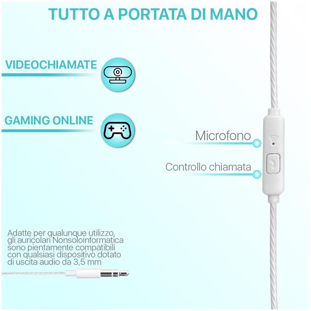 Ni - Auricolari Con Microfono In-ear Isolamento Rumore Pc Smartphone Tablet Bianco - Foto 2