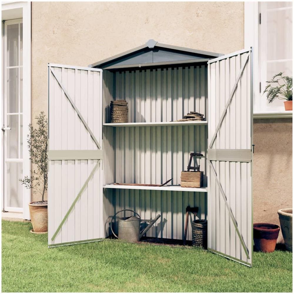 Capanno Da Giardino Grigio 107,5x46x183 Cm In Acciaio Zincato - Foto 1