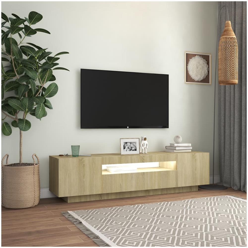 Mobile Porta TV con Luci LED Rovere Sonoma 160x35x40 cm - Foto 2