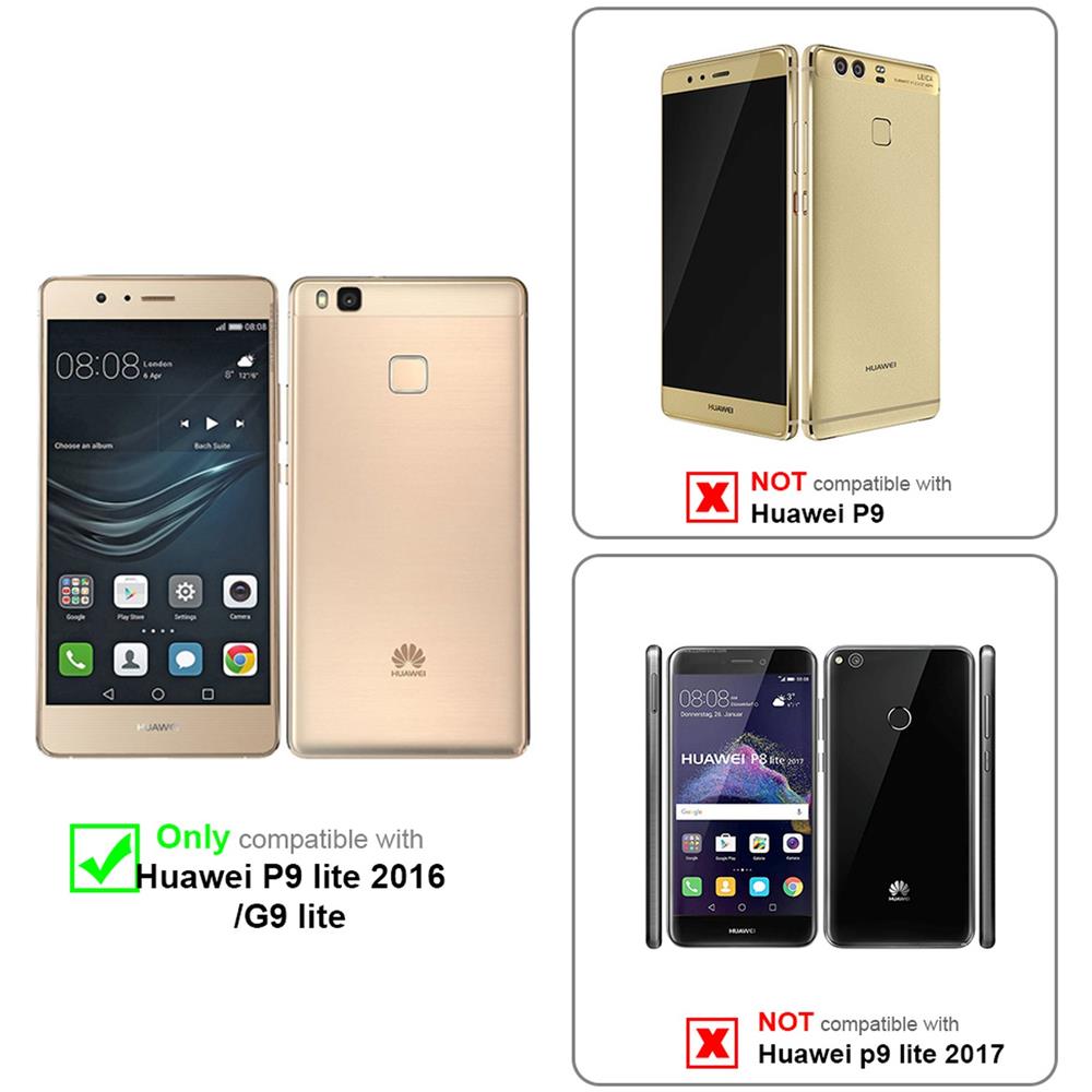 Custodia E 2x Vetro Di Protezione Temperato Compatibile Con Huawei P9 Lite In Transparente - Coperchio Protettivo Ibrido Con Bordo In Silicone Tpu E Retro In Vetro Acrilico - Foto 2