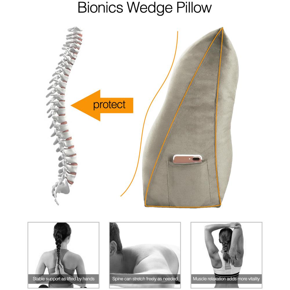 Cuscino A Cuneo Da Lettura Per Schienale, Cuscino Antireflusso Per Letto, Cuscini Gambe Lombare Di Supporto Per Divano, Grandi Testata Letto 120cm Lx20cm Px50cm A - Foto 3