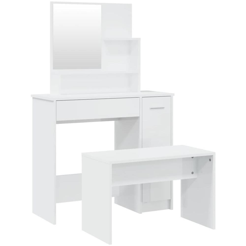 Set Tavolo Da Toeletta Bianco Lucido 86,5x35x136 Cm - Foto 2