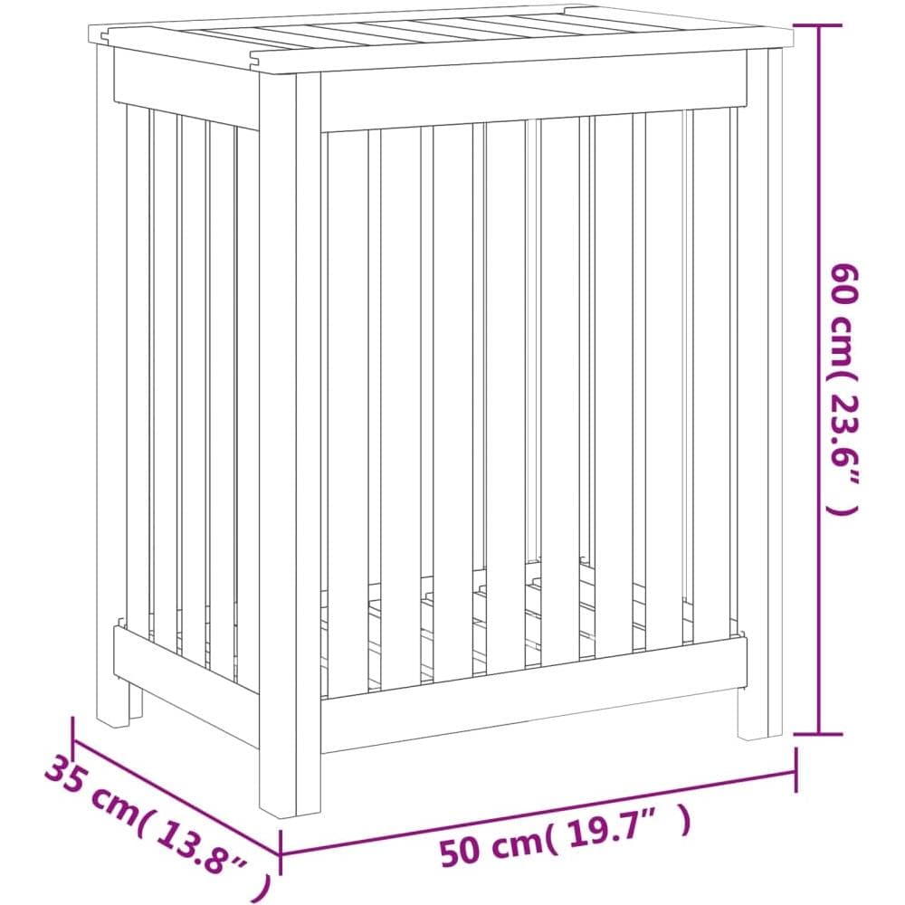 Cesto Del Bucato 50x35x60 Cm In Legno Massello Di Teak - Foto 2