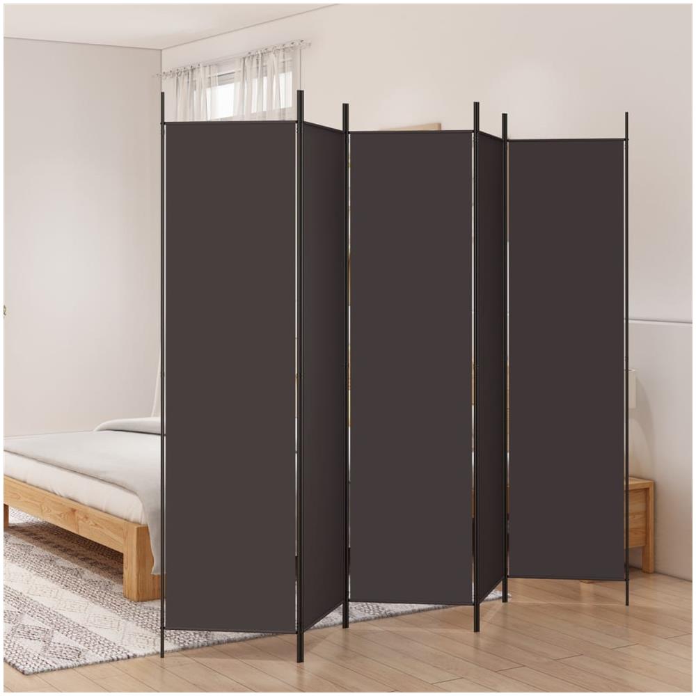 Divisorio A 5 Pannelli Marrone 250x200 Cm In Tessuto - Foto 1