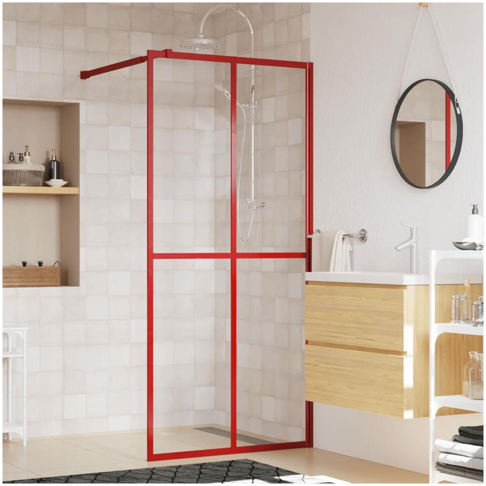 Parete Per Doccia Walk-in Vetro Trasparente Esg 100x195cm Rossa - Foto 1