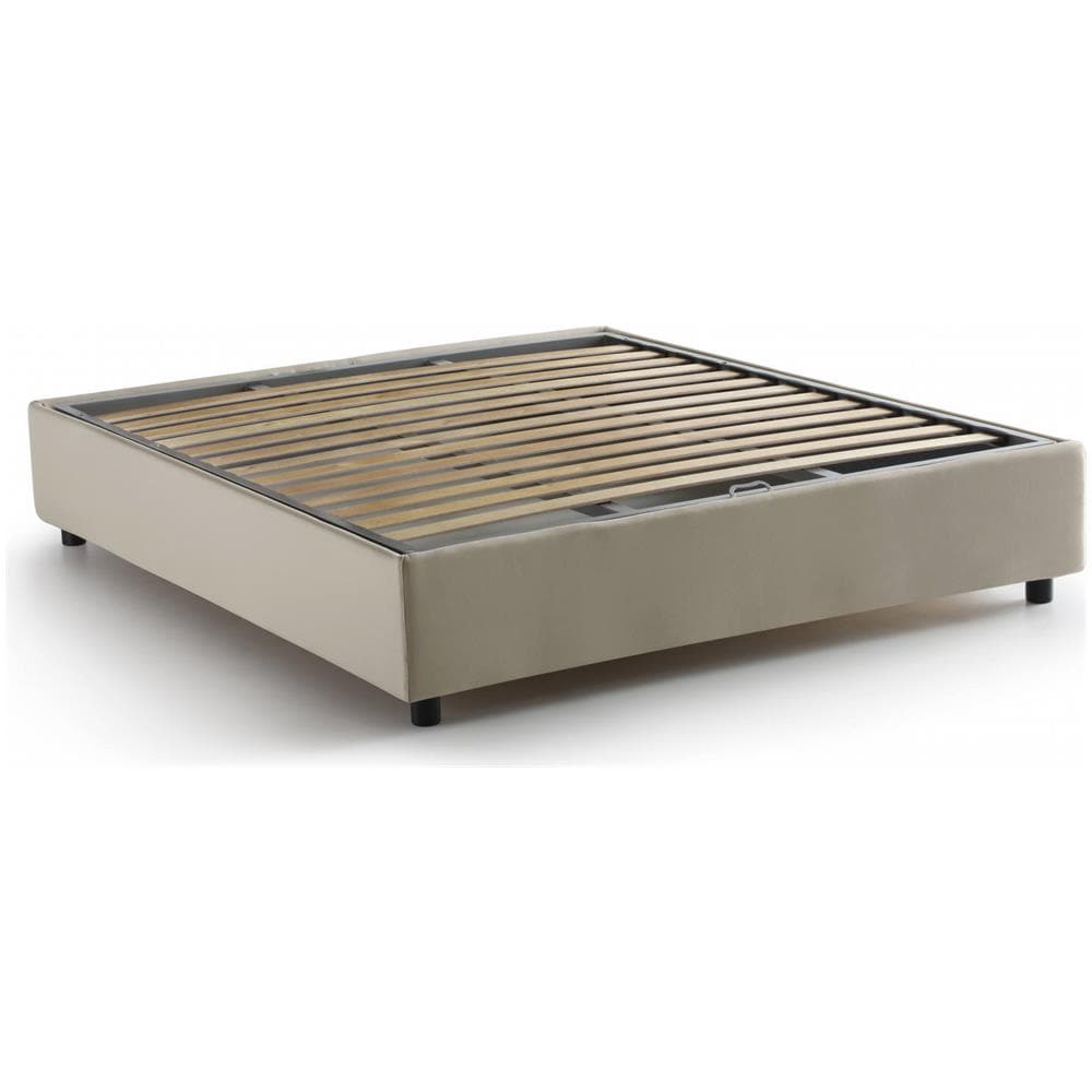 Letto Matrimoniale Chloe, Letto Contenitore Con Rivestimento In Tessuto, 100% Made In Italy, Apertura Frontale, Adatto Per Materasso Cm 140x200, Beige - Foto 4